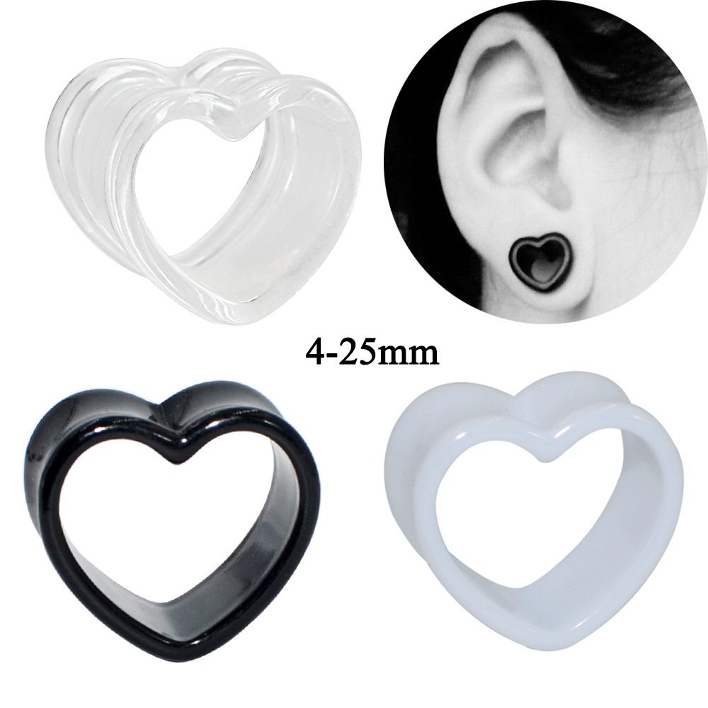 Body Jewelry Ear Gauges - Akrilik Aşk Siyah Beyaz Kalp şeklinde