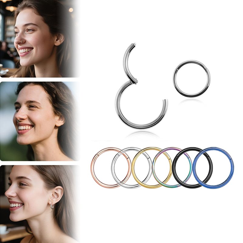 Body Jewelry And Piercing - 16G 316L Cerrahi Çelik Menteşeli Clicker