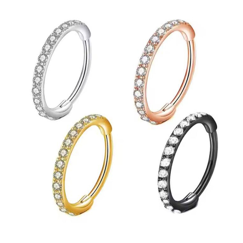 Septum Clicker Ring - 16G Şeffaf CZ Burun Halkası 316L