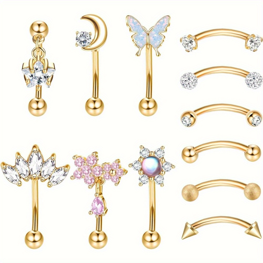 Eyebrow Curved Barbell - Florideco 1 adet paslanmaz çelik kale