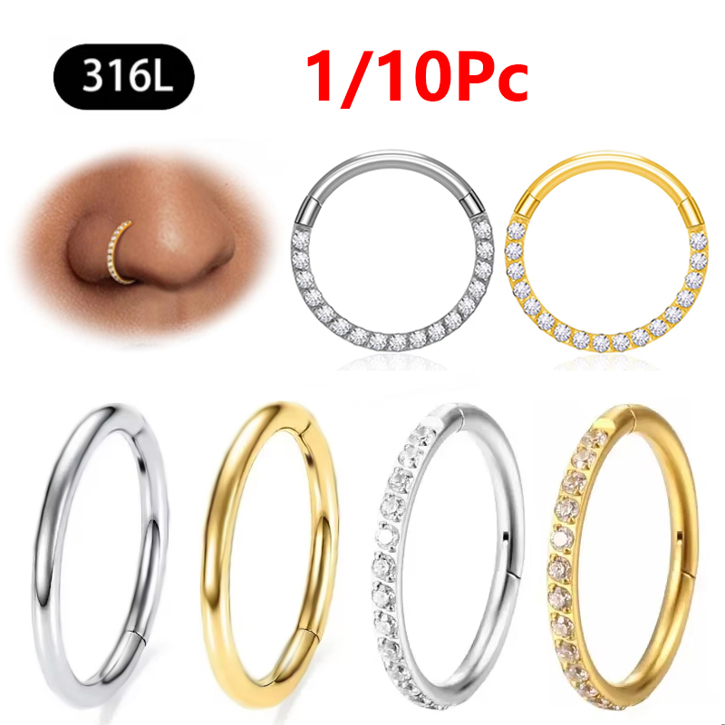 Septum Clicker Ring - 1/10 adet Paslanmaz Çelik Burun Halkası