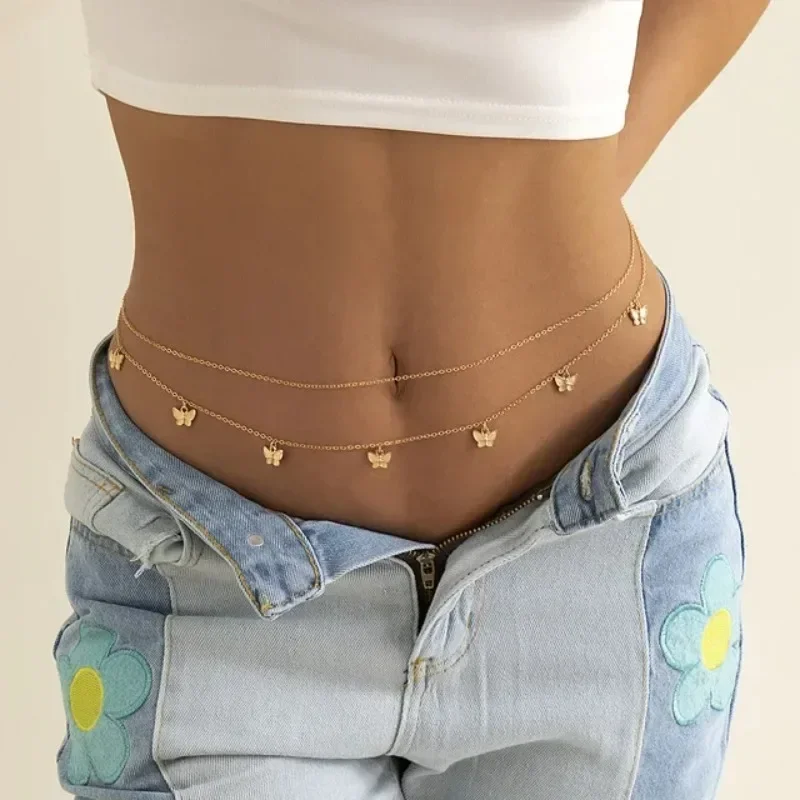 Body Jewelry Bulk - Yeni Charm Seksi Çift Katmanlı Kelebek