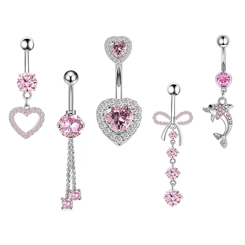Body Jewelry And Piercing - 1 adet pembe taç göbek halkaları