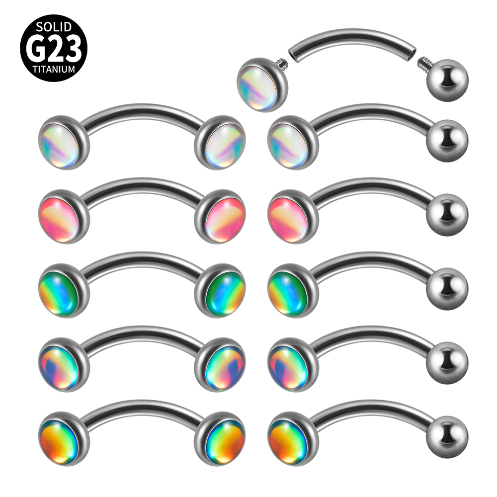 Eyebrow Curved Barbell - 1 adet G23 titanyum 16G flaş