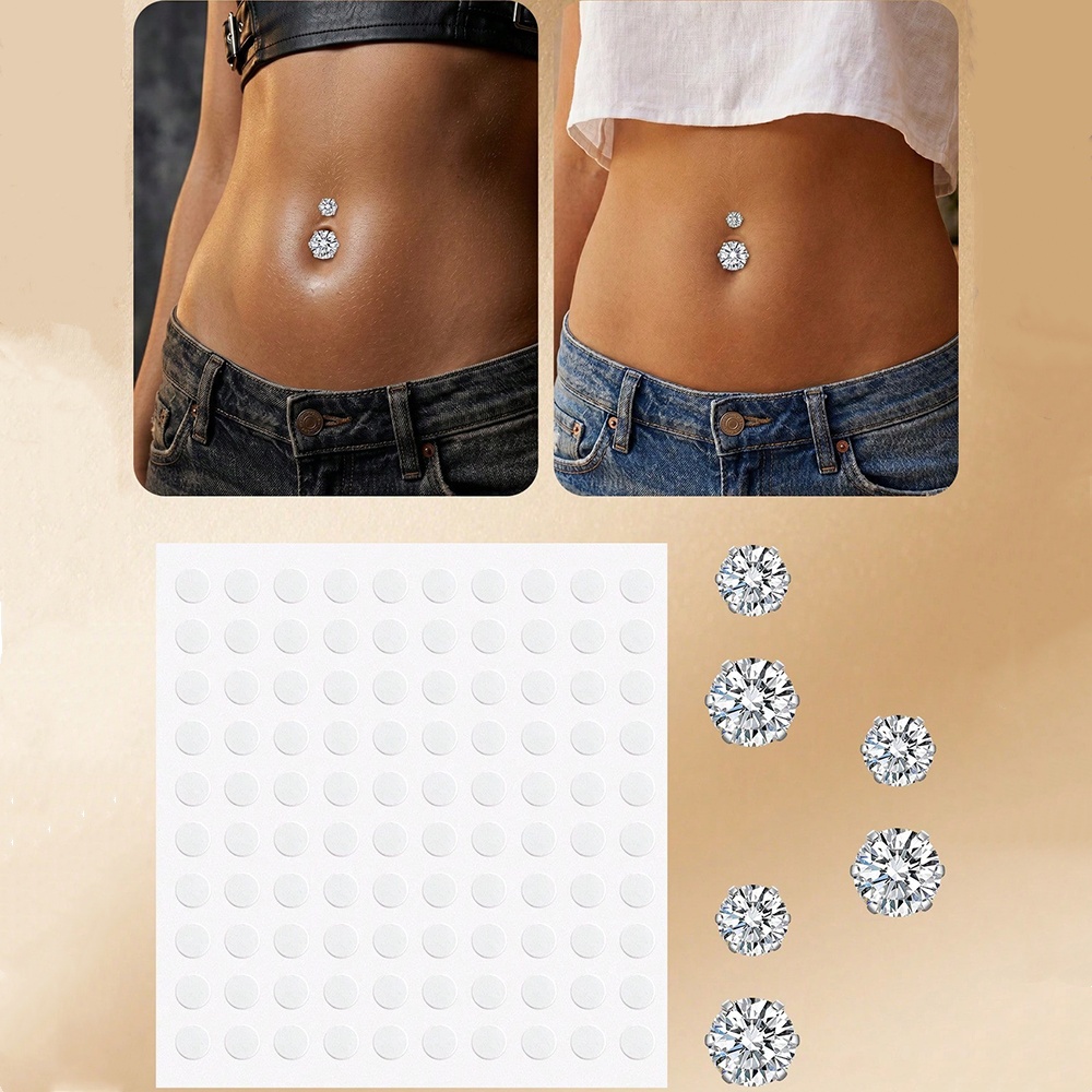 Body Jewelry And Piercing - Sahte Göbek Piercing'i Kübik Zirkon Sahte