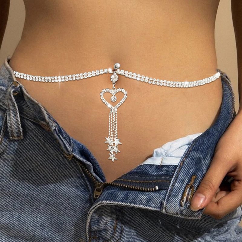 Body Jewelry And Piercing - GLAMing Boho Kalp Dangle Rhinestone Piercing