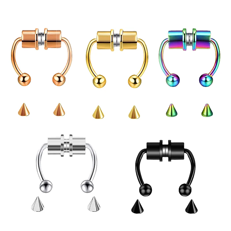 Body Jewelry And Piercing - Sahte piercing burun halkası Hoop Septum