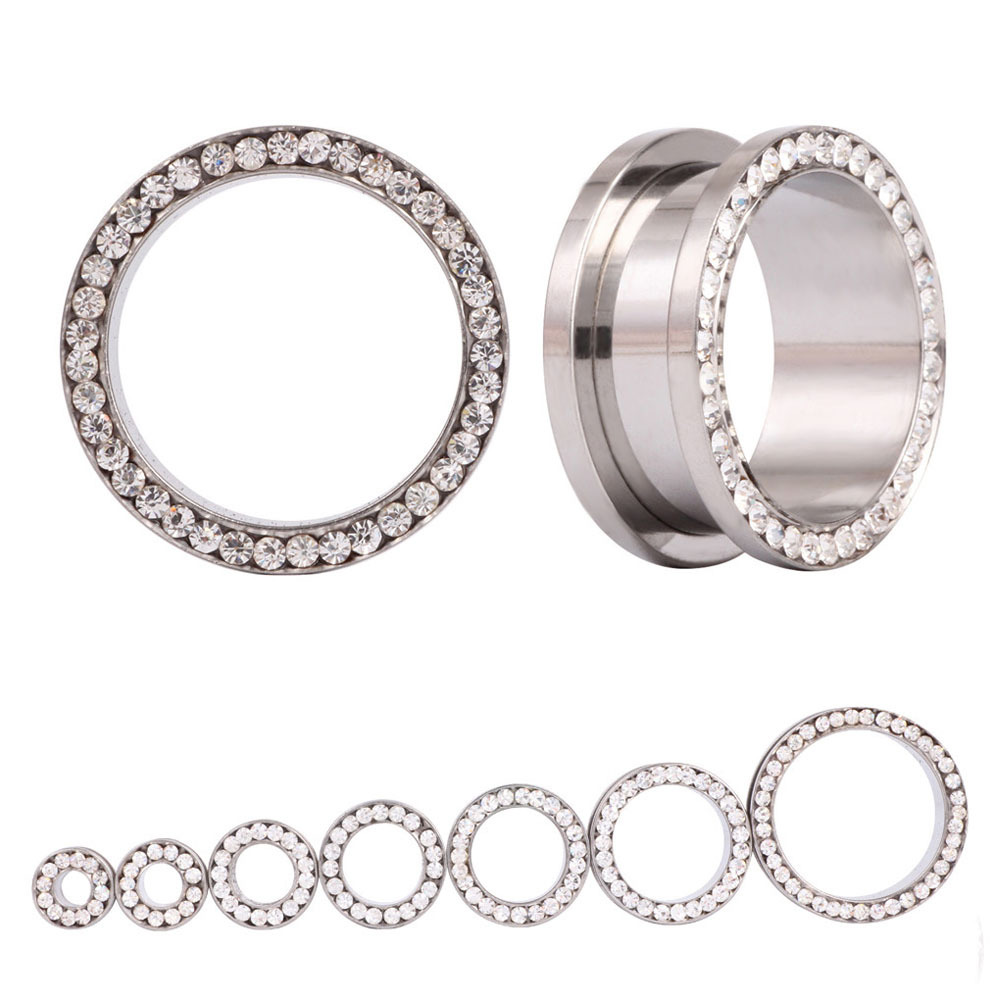 Body Jewelry Ear Gauges - 2 adet/grup Kristal Kulak Tüneli Vidalı
