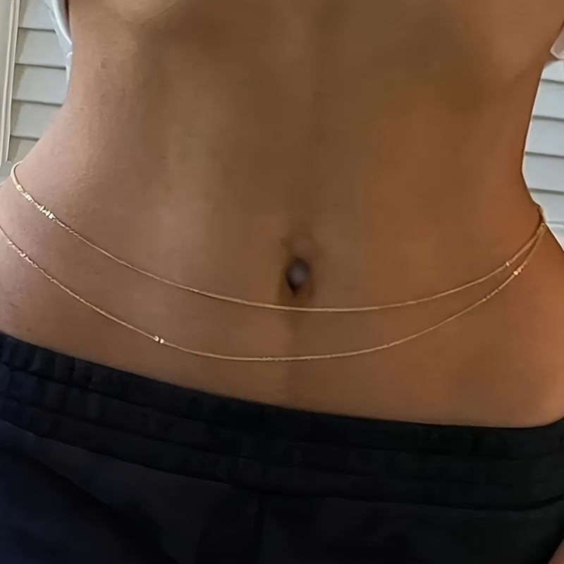 Body Jewelry Bulk - 1Çift katmanlı altın metal bel zinciri