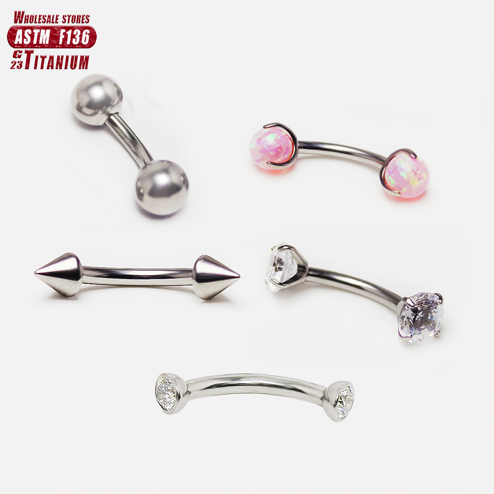 Eyebrow Curved Barbell - F136 Titanyum Piercing 3-5mm Opal Kavisli