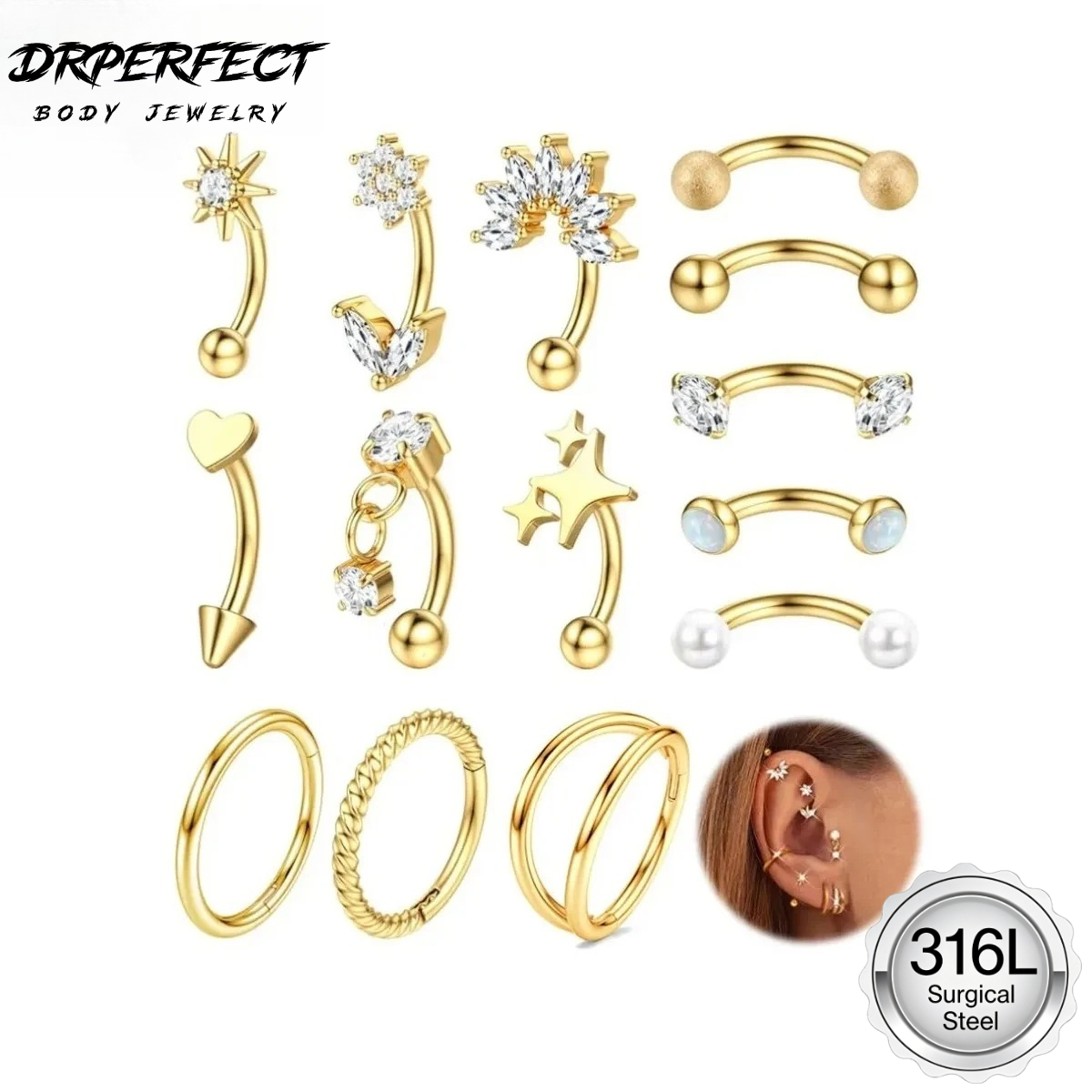 Drperfect 1 Adet Rook Kaş Pier - Eyebrow Curved Barbell incelemesi ve fiyatı