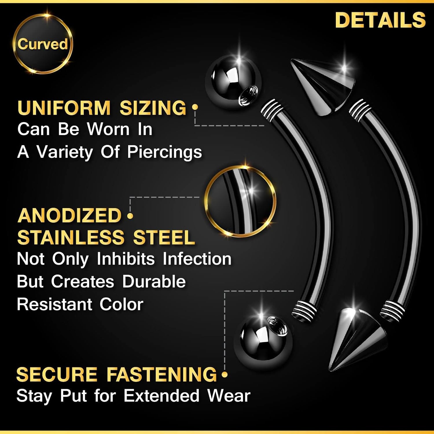 32 adet/set Cerrahi Çelik Kavi - Eyebrow Curved Barbell incelemesi ve fiyatı
