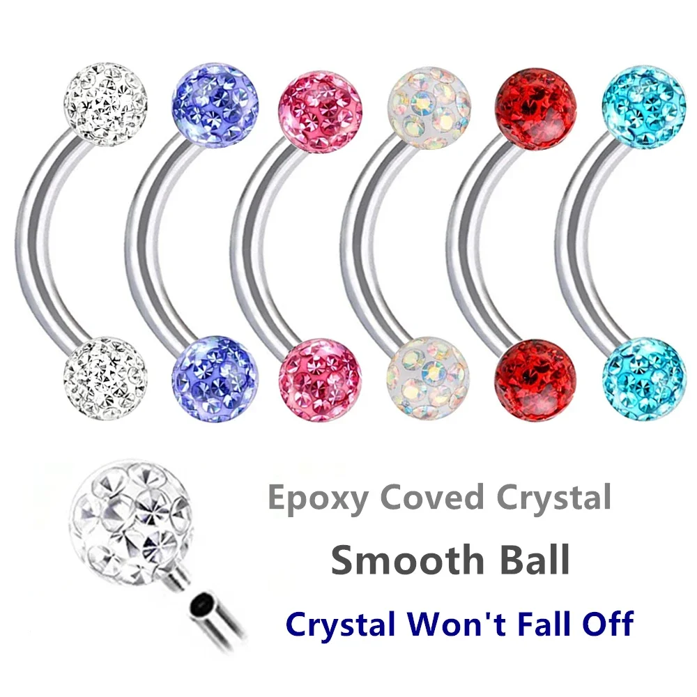 Çok Renkli Epoksi Kristal 6-10 - Eyebrow Curved Barbell incelemesi ve fiyatı