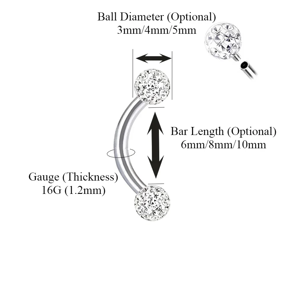 Çok Renkli Epoksi Kristal 6-10 - Eyebrow Curved Barbell incelemesi ve fiyatı