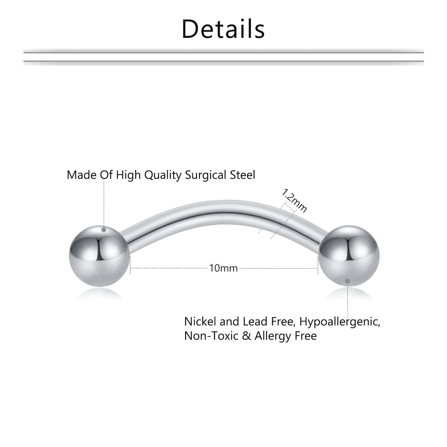 16G şeffaf akrilik Bioflex pas - Eyebrow Curved Barbell incelemesi ve fiyatı