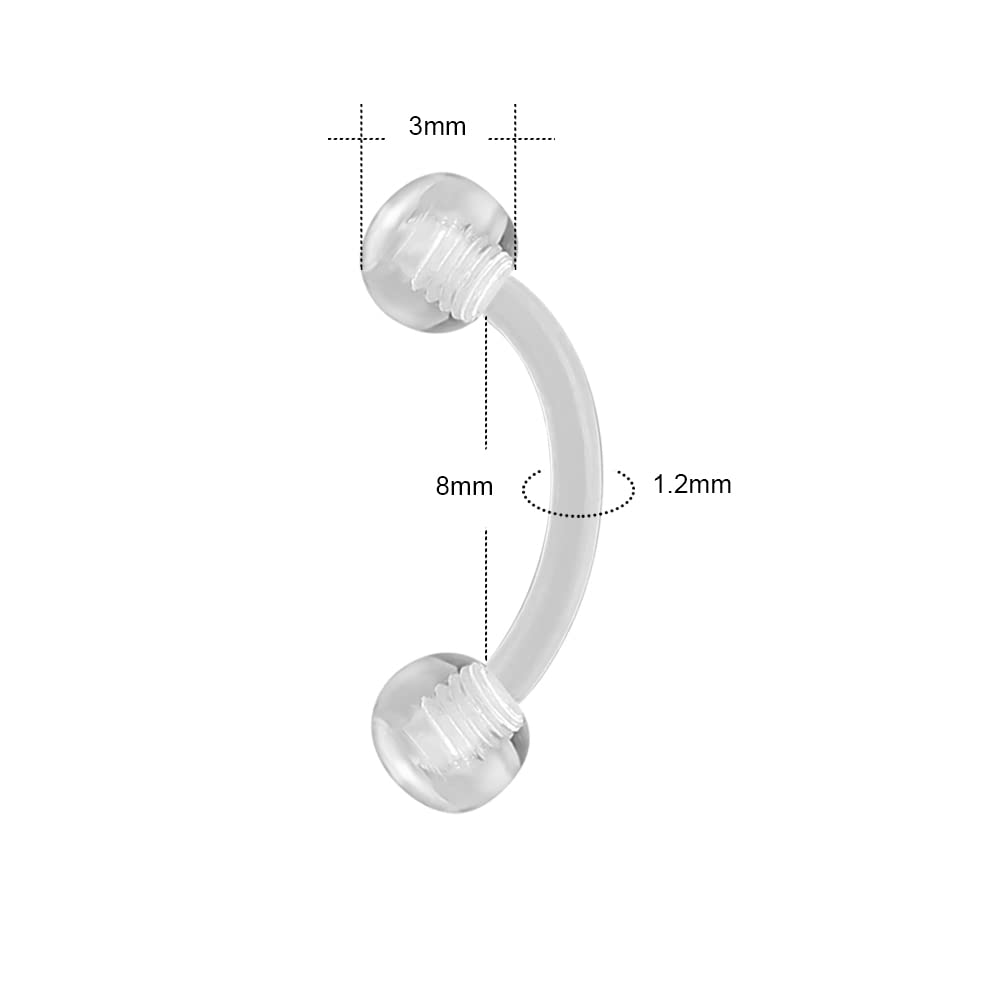 16G şeffaf akrilik Bioflex pas - Eyebrow Curved Barbell incelemesi ve fiyatı